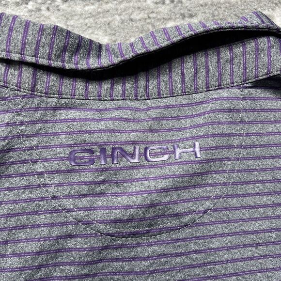Cinch Men Golf Polo Shirt XL Wrinkle Resistant Performance Purple Grey Office - Picture 8 of 8
